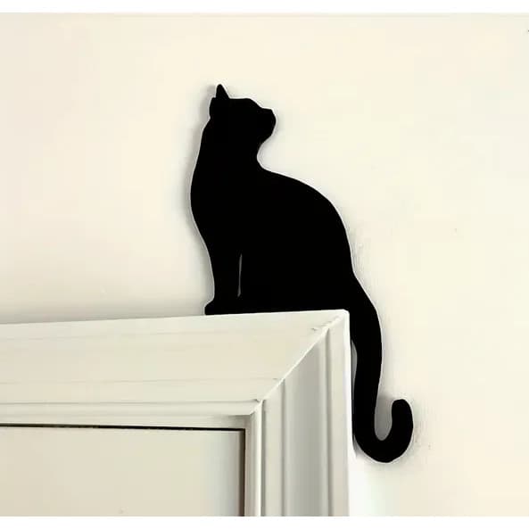 Gato Decorativo para Batente de Porta – Enfeite de Parede Moderno para Casa, Quarto e Banheiro