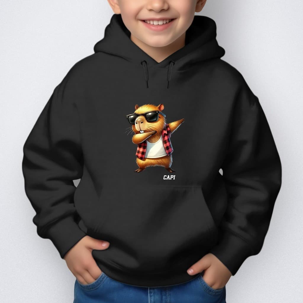 Moletom Flanelado Infantil Capivara Xadrez Bolso Canguru Capuz Menino Menina Costura Reforçado