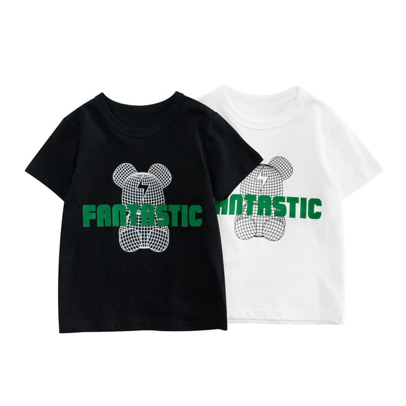 Camiseta para meninos de manga curta verão puro algodão Bottoming roupas infantis em torno do pescoço topo pequeno médio