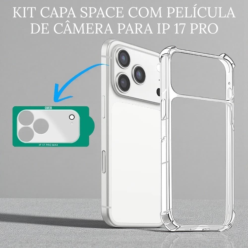 KIT Película De Câmera Com Capa Space Transparente Para IP 17 17Pro 17AIR 17PROMAX