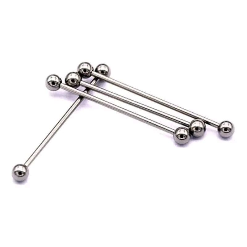 Piercing transversal orelha unissex 1 unidade aço cirúrgico bolinha