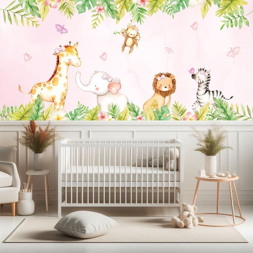 Papel de Parede Leão Safári Classic Rosa 3,05x1,50 m - Adesivo de Parede Leão Safári Classic Rosa