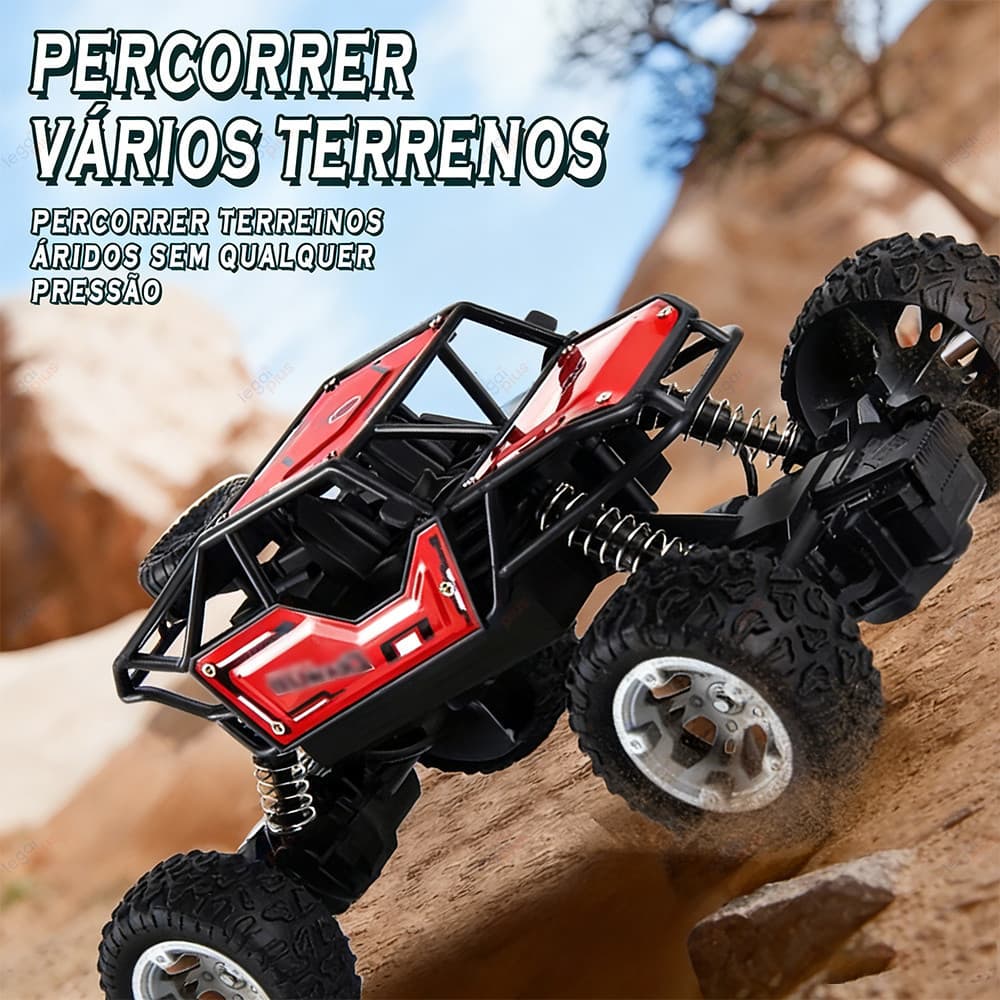 Carrinho 4x4 Off Road Controle Remoto Recarregável USB Resistente Impacto Brinquedo Criança Menino