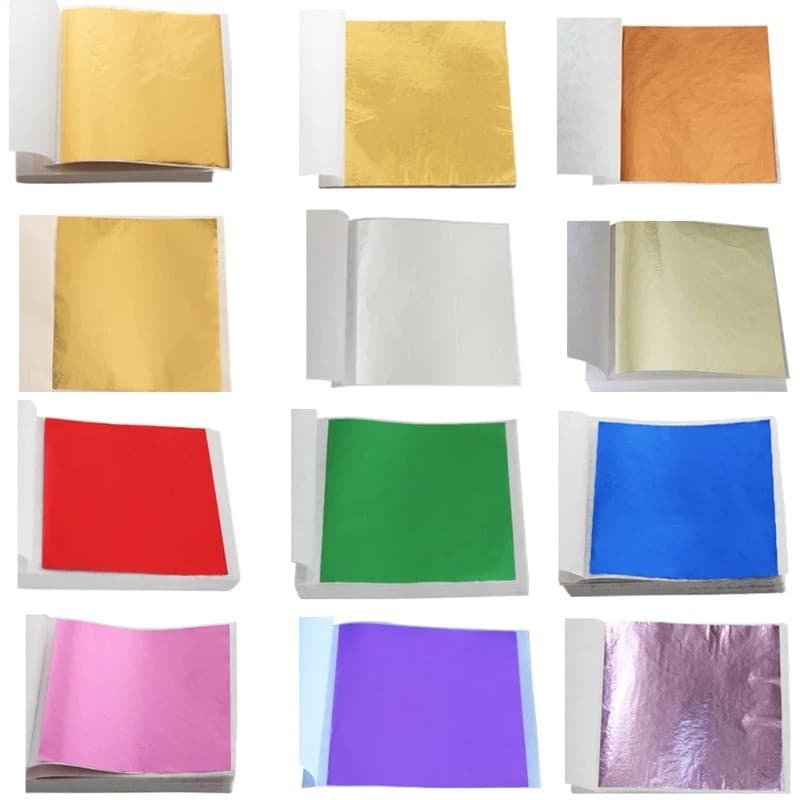 100 Pcs 9x9 Cm Folha De Ouro Prática , Pura E Brilhante , Adequada Para Decorar Linhas De Móveis , Artesanato De Parede