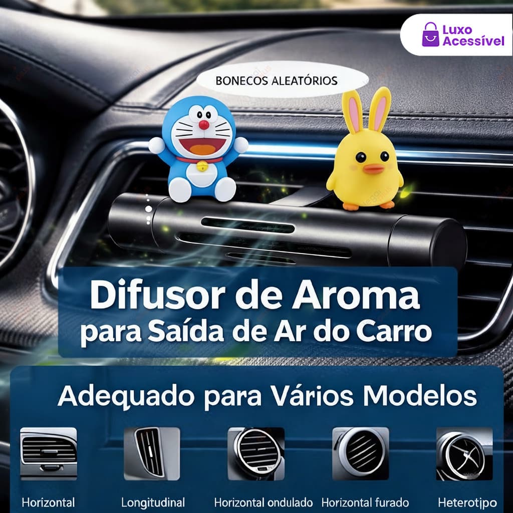 Clipe de Aromaterapia para Carro - Aromatizador para Ar Condicionado, Perfume e Purificador de Ar