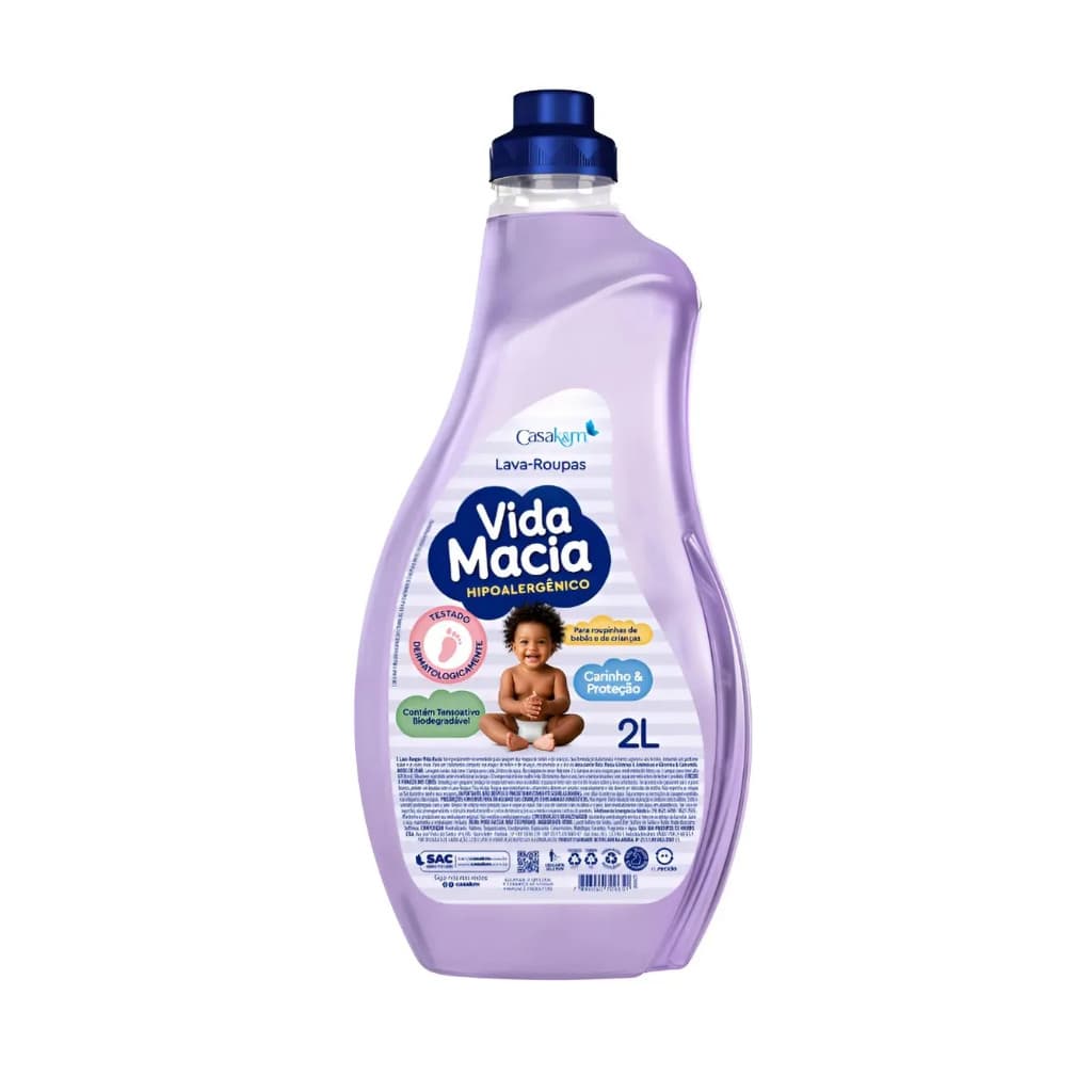 Casa KM Vida Macia Lava Roupas Líquido Vida Macia 2L