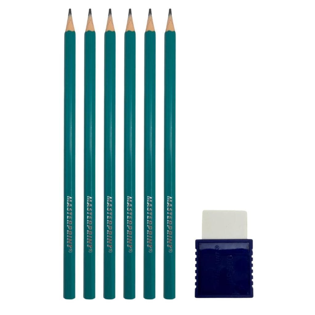 Kit Lápis de Escrever 6 Lápis + Borracha Masterprint
