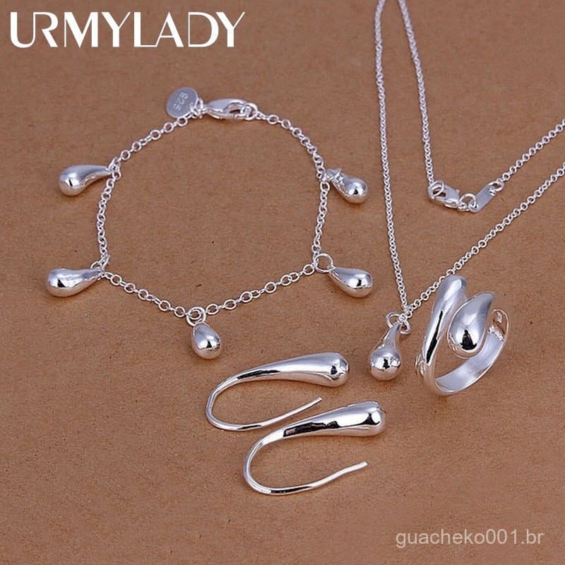 URMYLADY 925 Sterling Silver Wedding Mulheres Pulseiras Clássicas De Alta Qualidade Brincos Colar Anéis De Jóias Da Moda