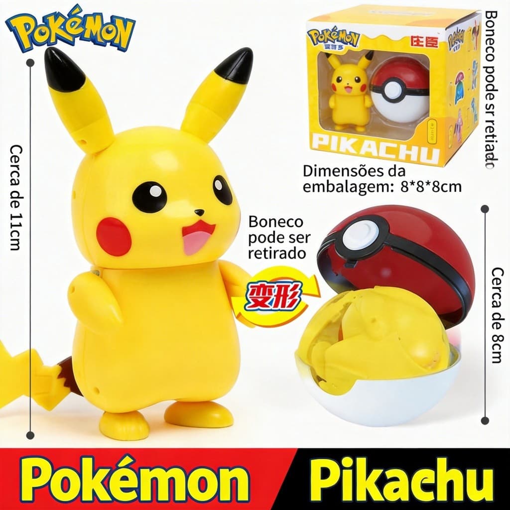Pokémon Articulado Montável + Pokébola + Caixa + Manual / Boneca Oficial Pokémon Pikachu Charizard Mewtwo Bulbasaur