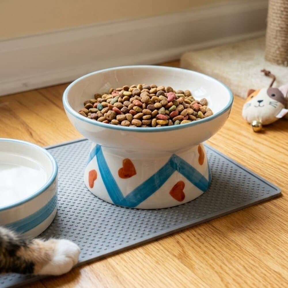 Comedouro para Pets Tigela de Cerâmica Elevada Ergonômica para Água e Ração