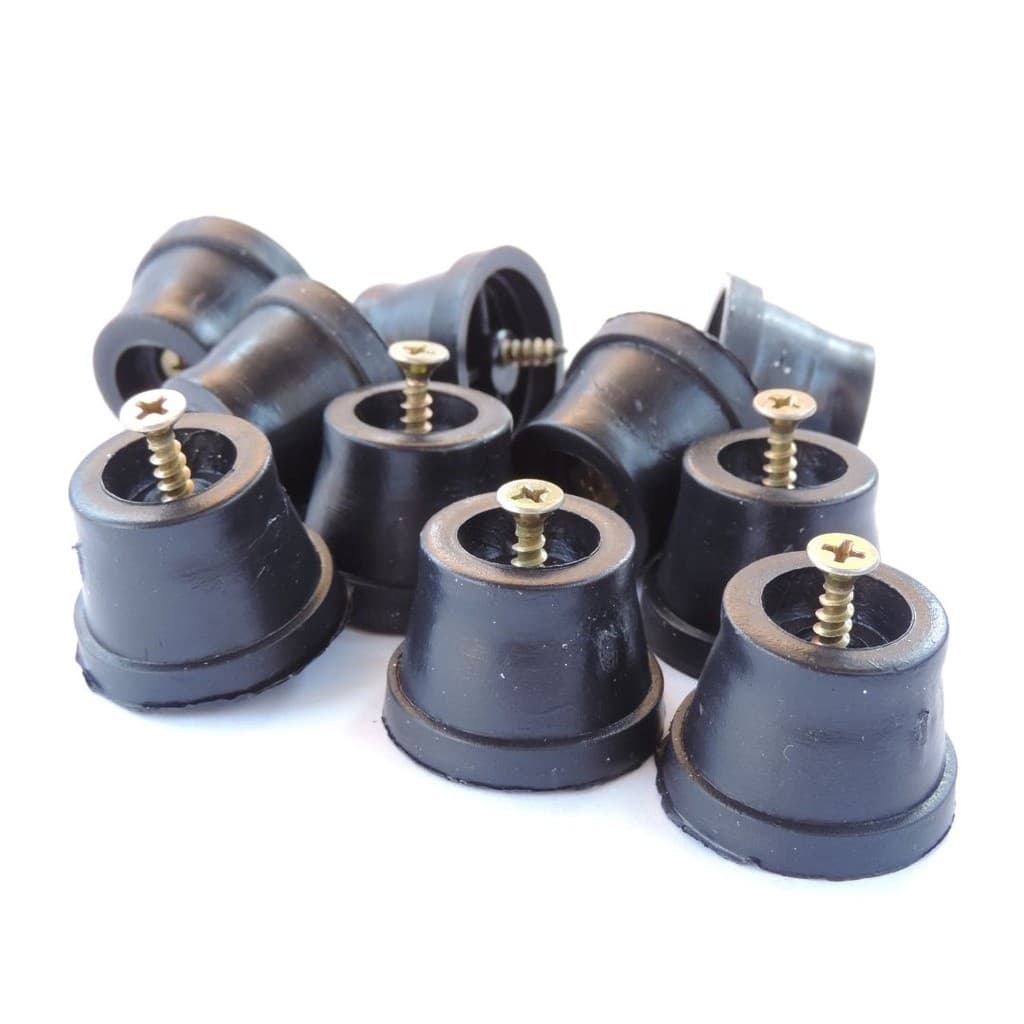 Kit 20 Peças  Pés Pezinho De Plástico Preto Baú/puff Móveis Com Parafuso