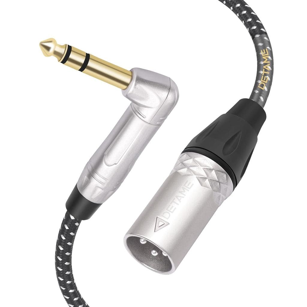 Cabo de Áudio para Mixer com Conector TRS de 1/4" em Ângulo Reto para XLR Macho de 3 Pinos, Cabo de Sinal para Caixa de