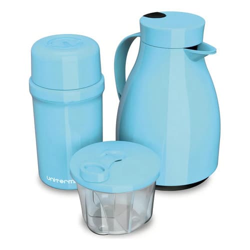Kit Unibaby Unitermi Passeio Garrafas Térmicas Pote Dosador Cor Azul-celeste