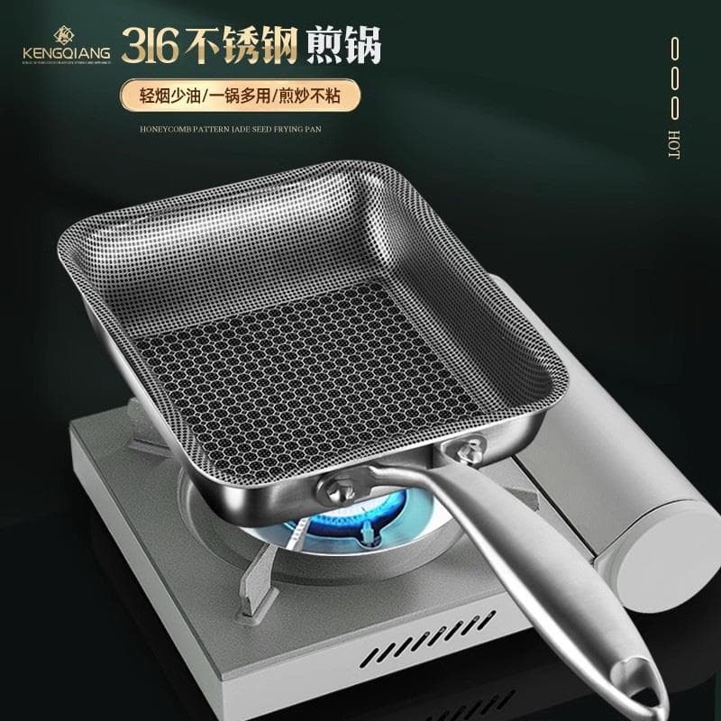 Frigideira retangular frigideira antiaderente japonesa Tamagoyaki pan 316 aço inoxidável pequeno quadrado omelete panela