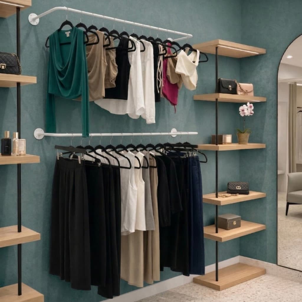 Kit 2 Araras Roupas Parede Cabideiro Loja Closet Quarto 80cm Fixa Resistente Exposição Vestuário