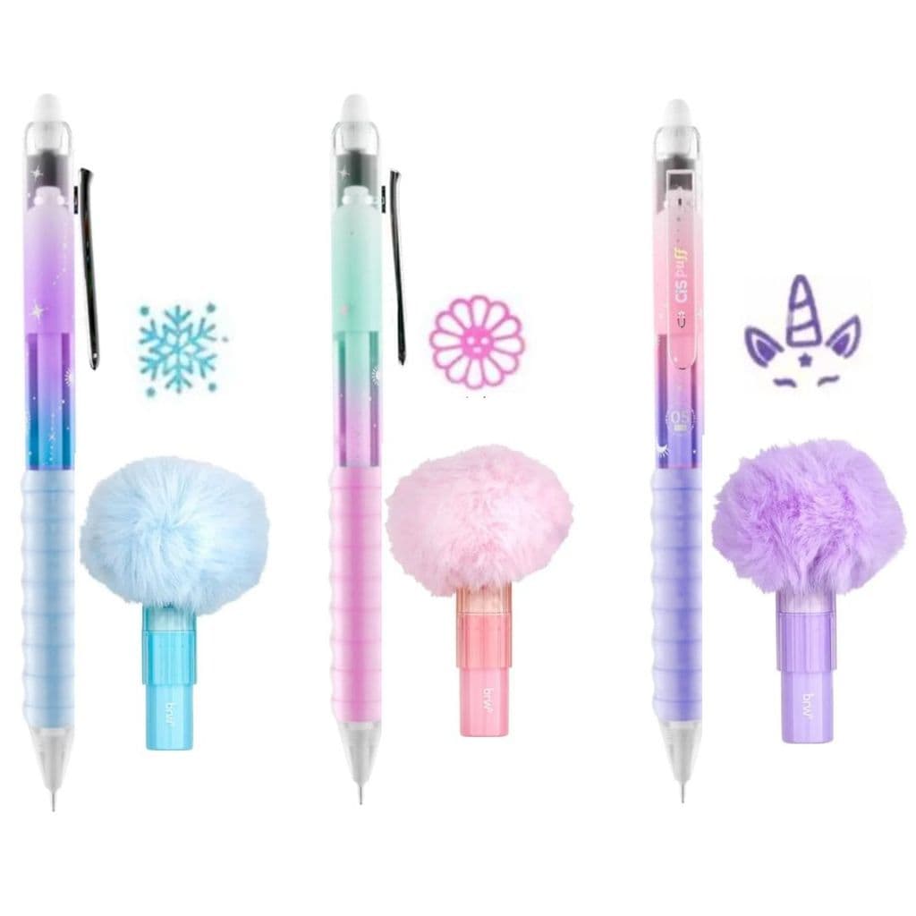 Caneta Apagável Cis PUFF + Marca Texto POM POM com Carimbo