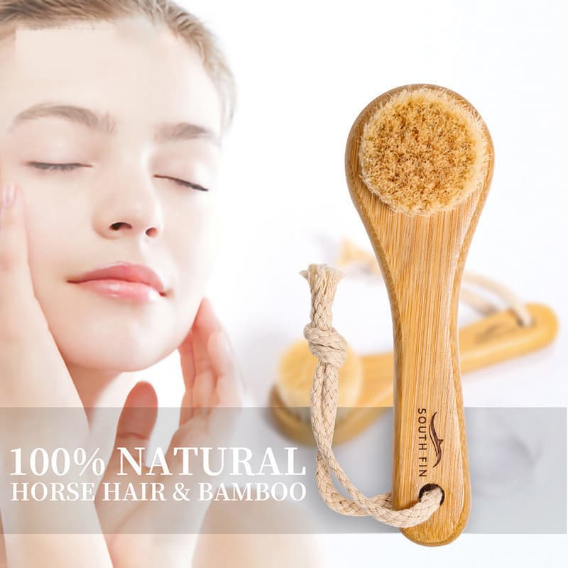 Bagreny escova de bambu para limpeza facial, massageador de limpeza de poros e cravos, escova fosca facial BR ZSZ6