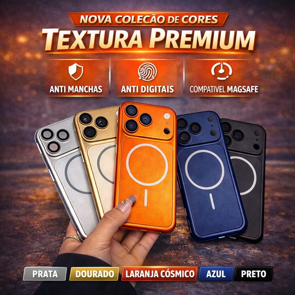 iPhone 13 14 15 16 17 Pro Max – Capa Magnética Fosca Anti Impacto com Proteção de Lente MagSafe