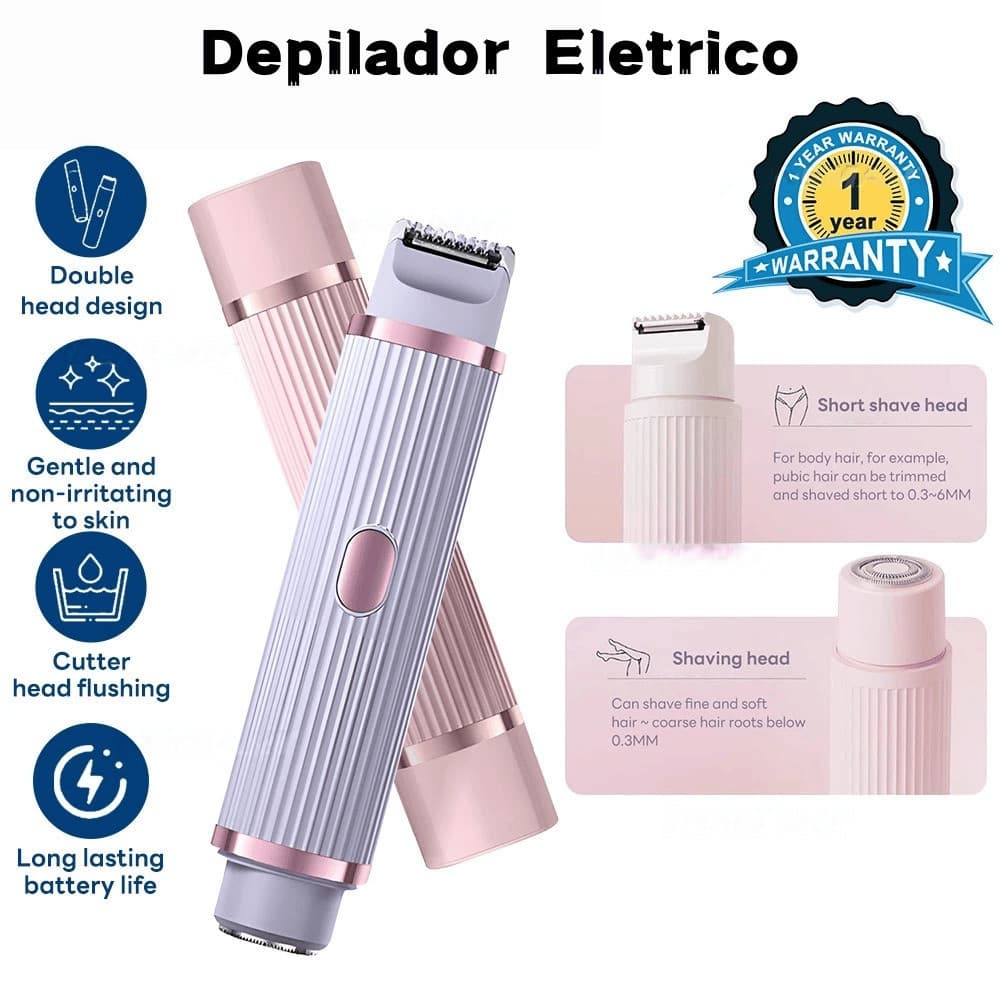 Depilador Eletrico Feminino Recarregável Removedor De Pelos Navalha Dupla