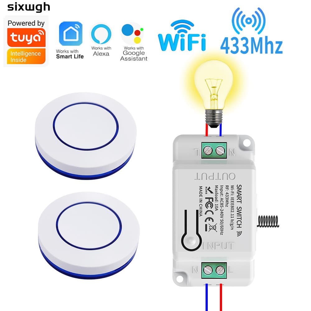Tuya wifi Interruptor Inteligente RF433 Sem Fio Suporte Vida Funciona Bruxa Google Casa Alexa