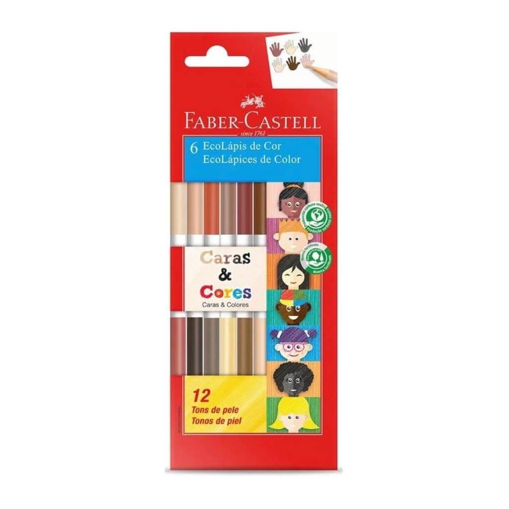 Lápis de Cor Faber-Castell Bicolor Caras & Cores 12 Cores