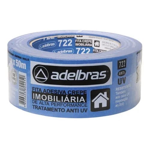 Fita Crepe azul Anti UV 722 Imobiliária 48mm X 50m Adelbras