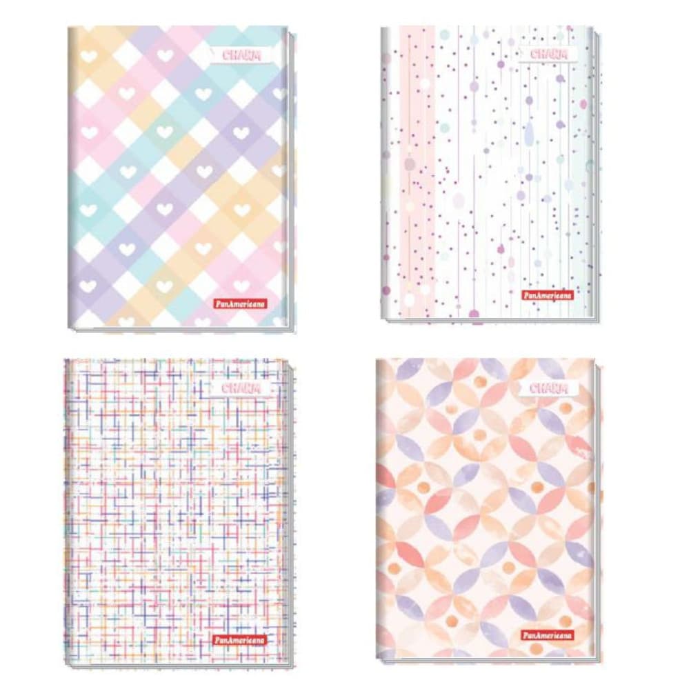 Kit 5 Caderno Brochurão Costurado Capa Dura Feminino 80 Folhas Charm Panamericana