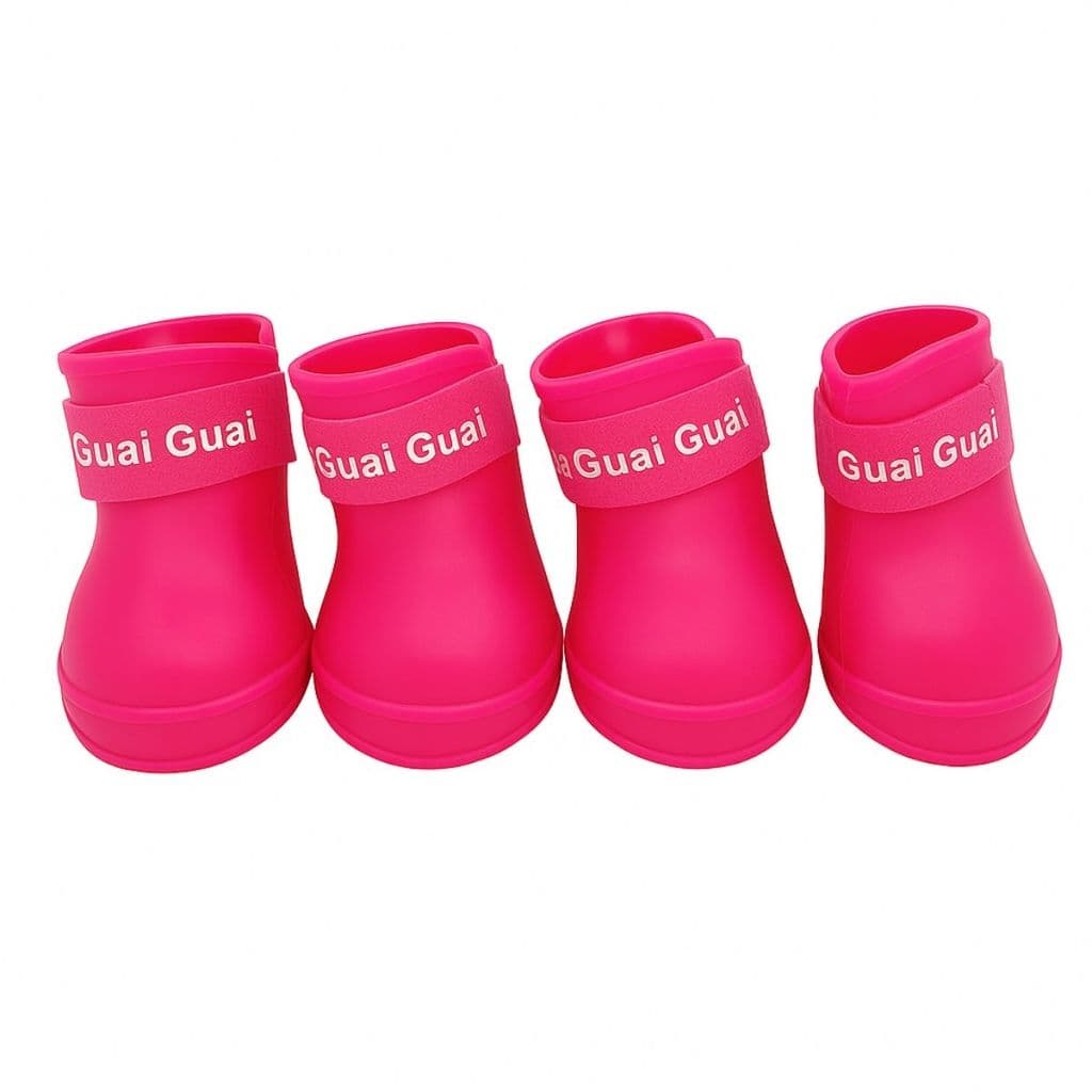 Bota de Borracha para Cachorro Pet Botinha Silicone Antiderrapante Pequeno Rosa Ajustável