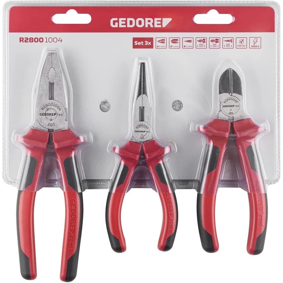 Jogo de Alicates Universal Corte Bico 3 pçs Gedore Red R28001004