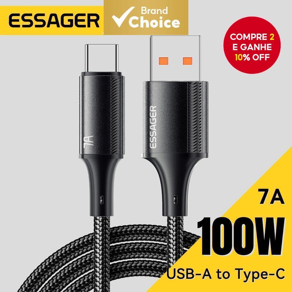 ESSAGER 7A Cabo USB C Rápido De 100W De Carregamento Dados Para Mac Book Xiaomi