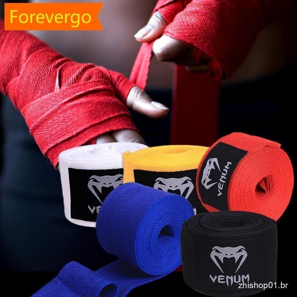 1 Par de Bandagens de Boxe Forevergo 1,5M/3M/5M Sanda Muay Thai Treinamento Autoadesivas Micro Elásticas Envoltórios de