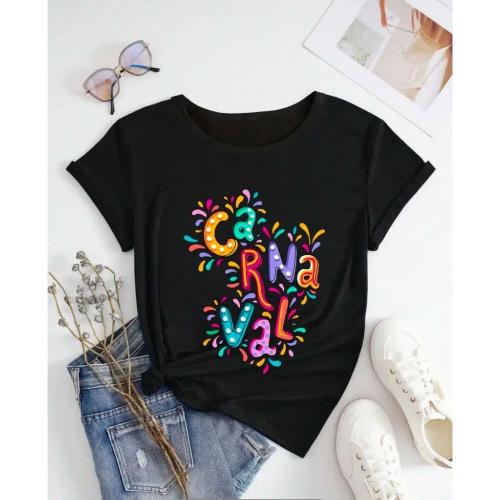 Blusa Carnaval Feminina Masculina Estampa Carnaval Colorida RonyShop