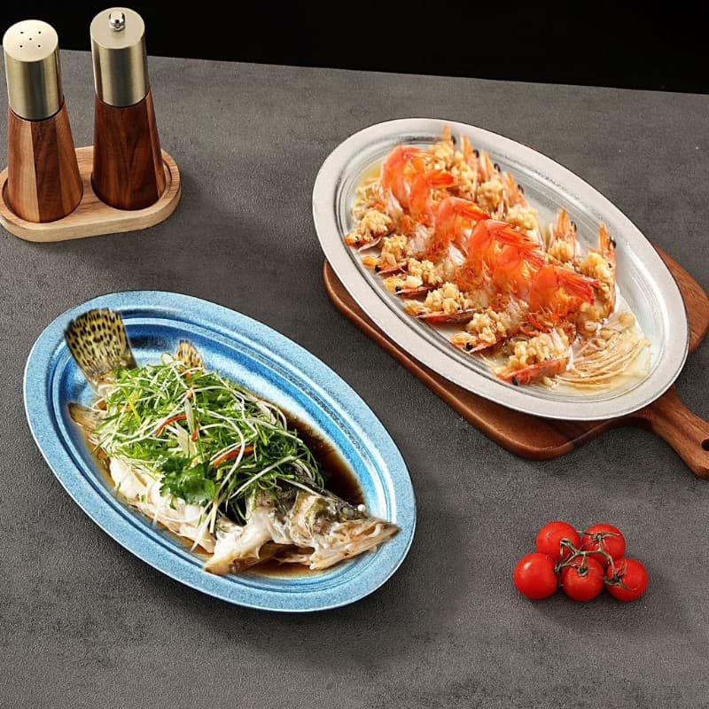 Prato de peixe de titânio puro, utensílios de mesa para uso doméstico, piquenique ao ar livre, peixe cozido no vapor, pl