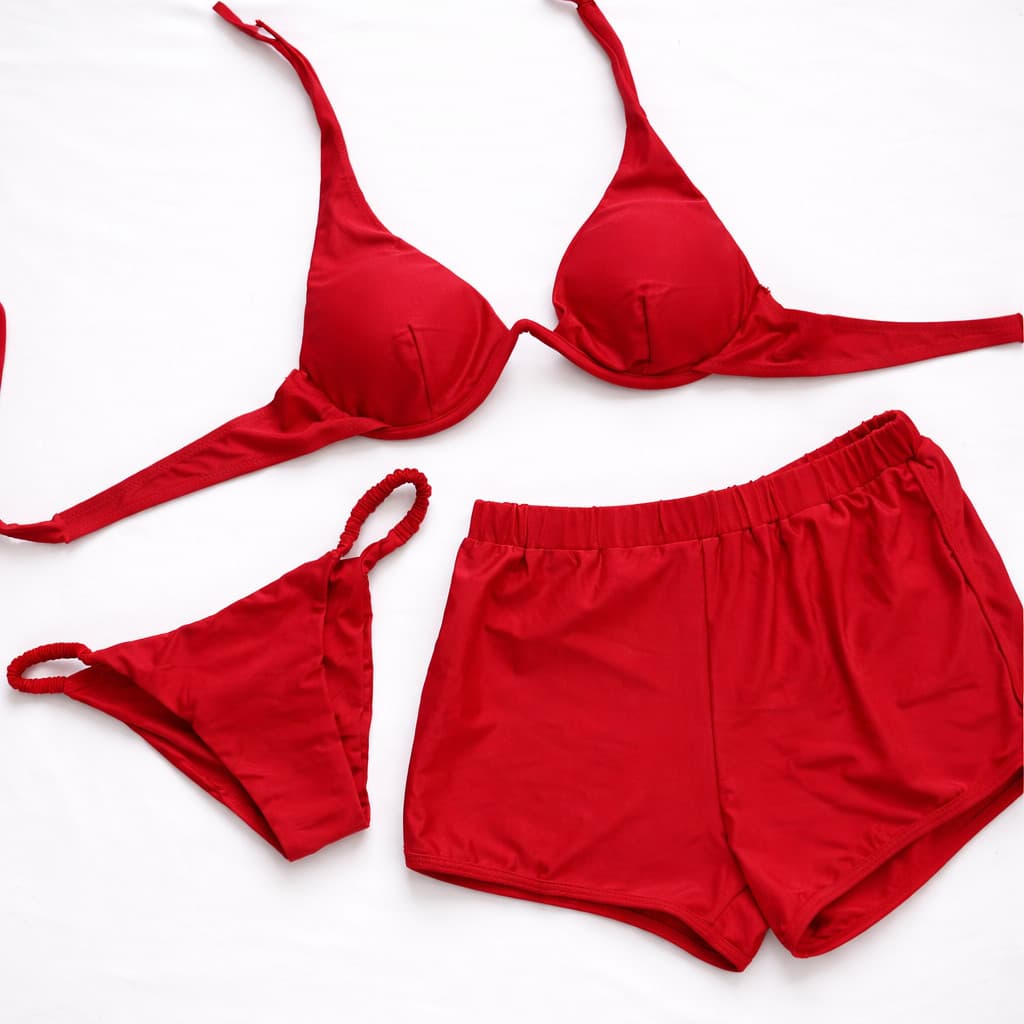 Conjunto de Biquíni Feminino 3 Peças Praia com Aro + Calcinha e Short