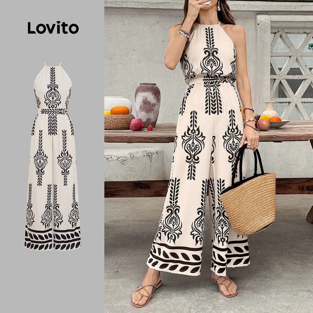 Lovito  Padrão de Macacão Boho Macacão Feminino de Estilo Nacional para Primavera/Verão L177ED338