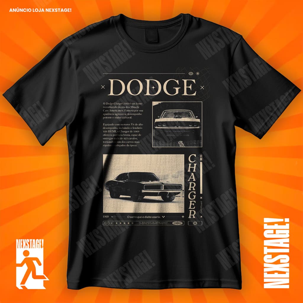 Camiseta Dodge Charger Relíquia Muscle Car Blusa De Carro Veículo Style Camisa 100% Algodão Adulto Plus Size Infantil