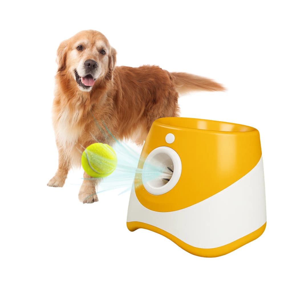 LANCADOR AUTOMATICO DE BOLINHAS PARA PET CACHORRO INTERATIVO CONTEM 3 BOLINHAS