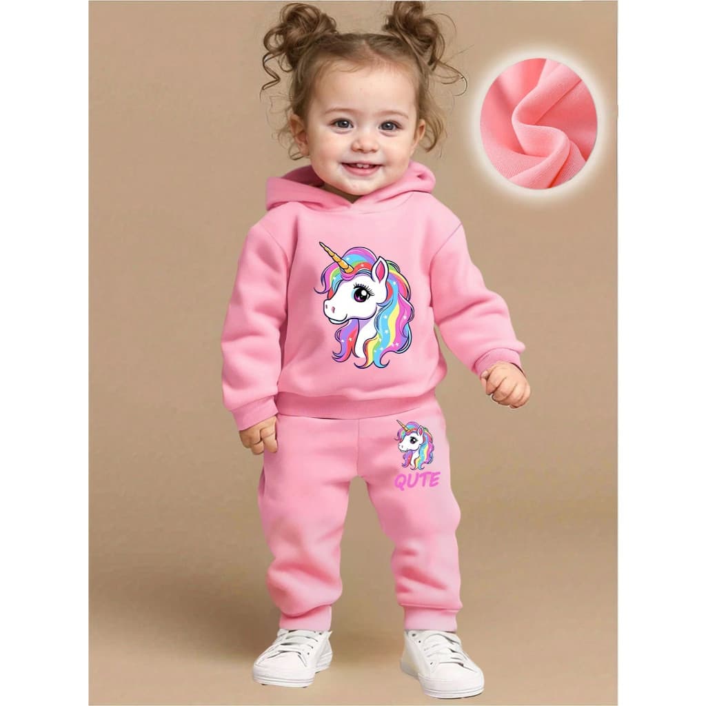 Conjunto Infantil Moletom Com Capuz Calça Blusa De Frio Menina 510