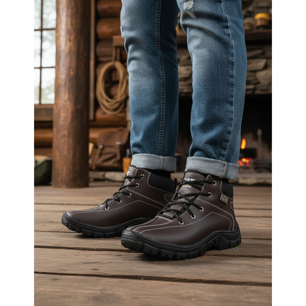 Botas Coturno Couro Adventure Masculino Confortavel