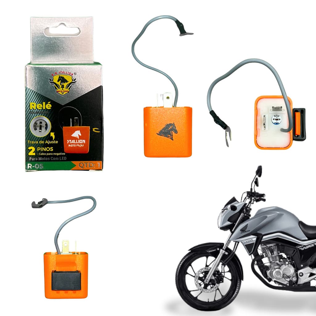 Rele Pisca de LED 2 Pinos Com Regulagem Stallion Moto 12v