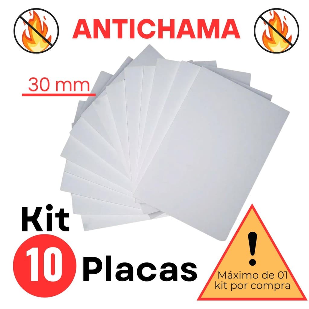 Kit 10 Placas de Isopor 3cm Isolamento Calor e Som Anti Chamas