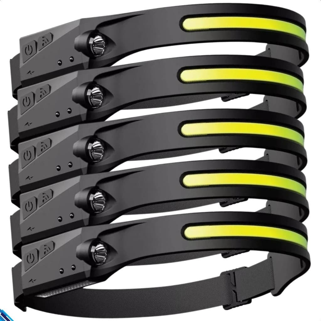 Kit 5 Lanternas De Cabeça Led Super Forte Resistente Água Corpo Motion Camping Torch Light Lamp Com Usb