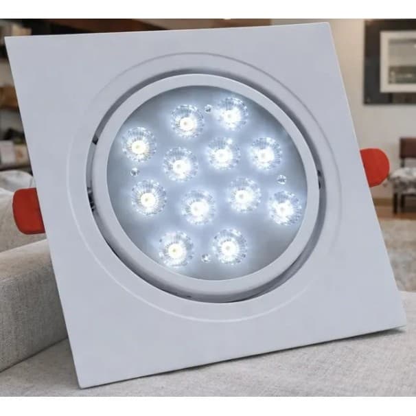 Kit 6 Lampadas Spot Led 12w Embutir quadrado Bco Frio