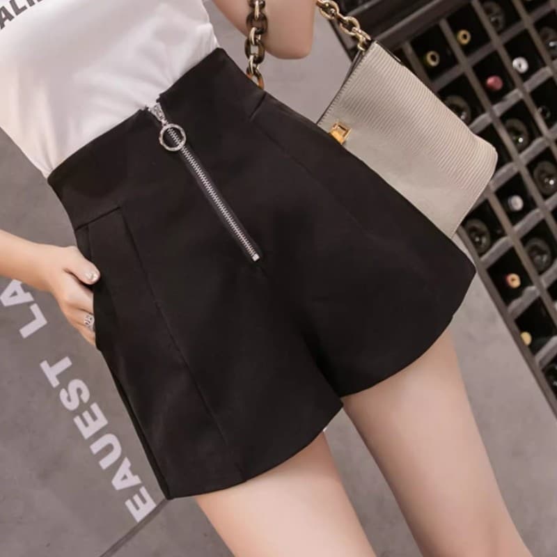 Cintura alta terno Shorts feminino verão 2026 novo estilo solto preto mais magro olhar calças de perna larga All-Match a