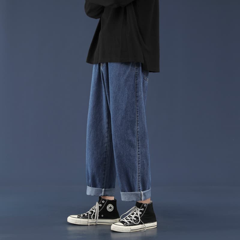 Americano Retro Jeans masculino Street Wear solto em linha reta novo estilo All-Match versão coreana na moda perna larga