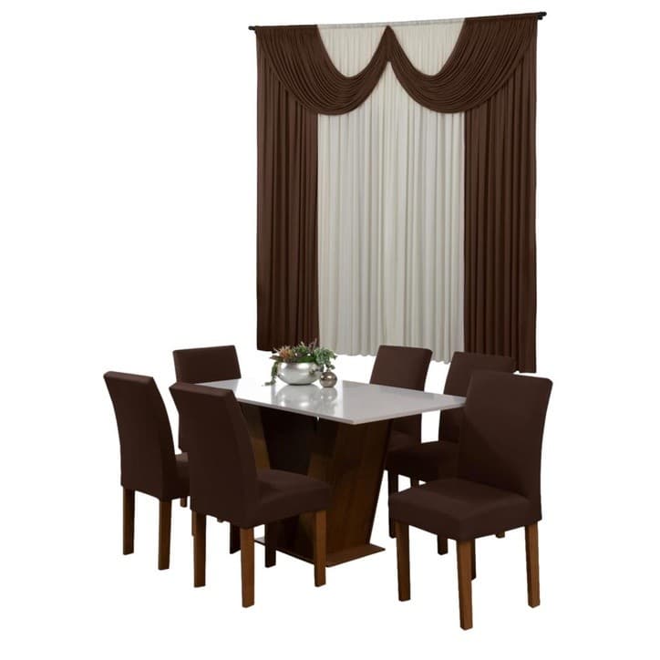 Kit Capa Cadeira 6  + Cortina Paris 2 mts 2x180 altura