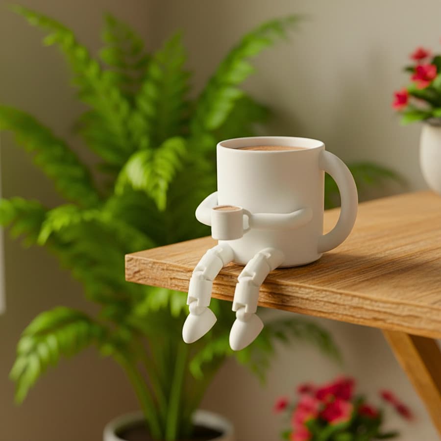 Mega Promoção Presente para Barista Boneco Xícara de Café Articulado 3D