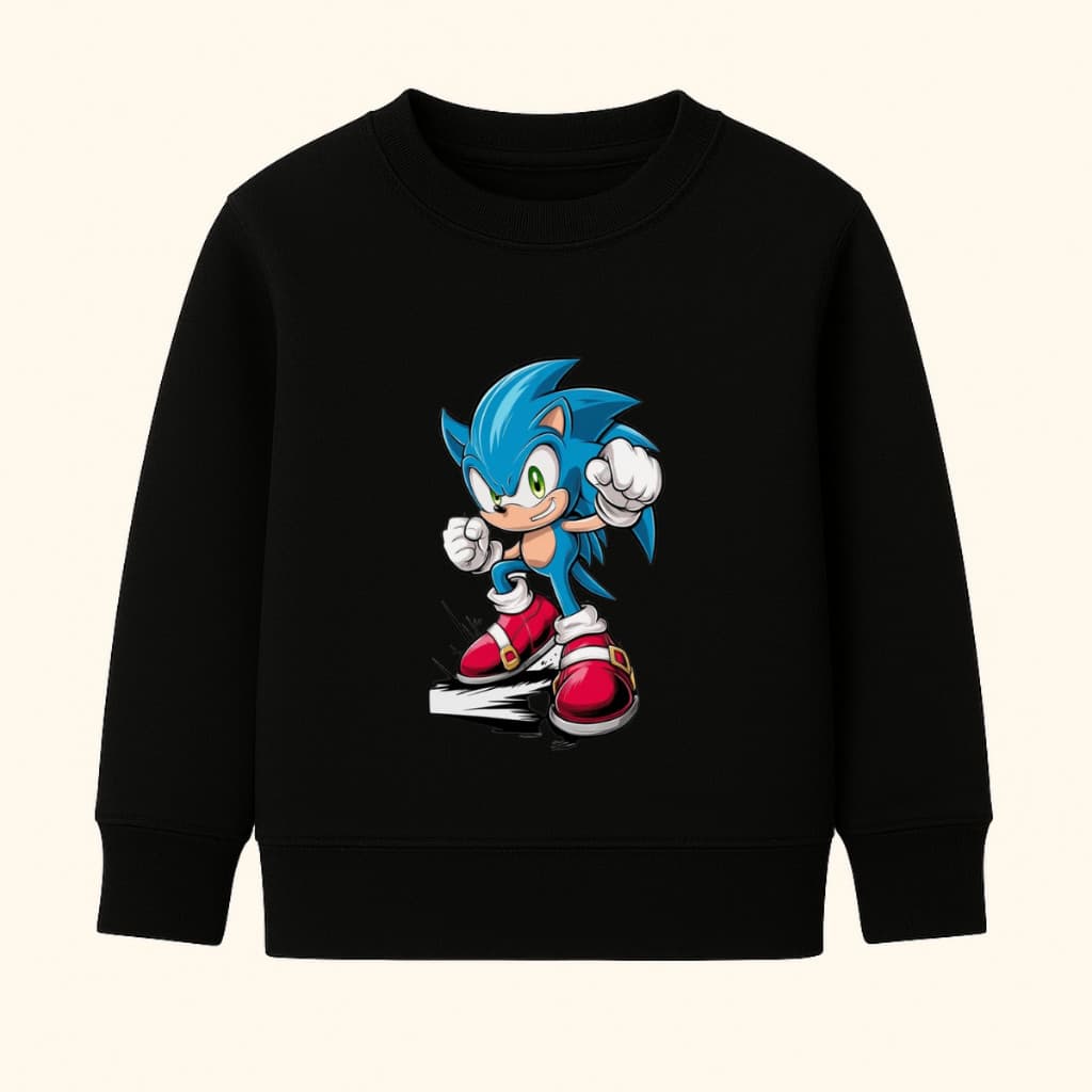 Moletom Infantil Personagem Desenho Sonic Azul Corrida Confortável Quentinho