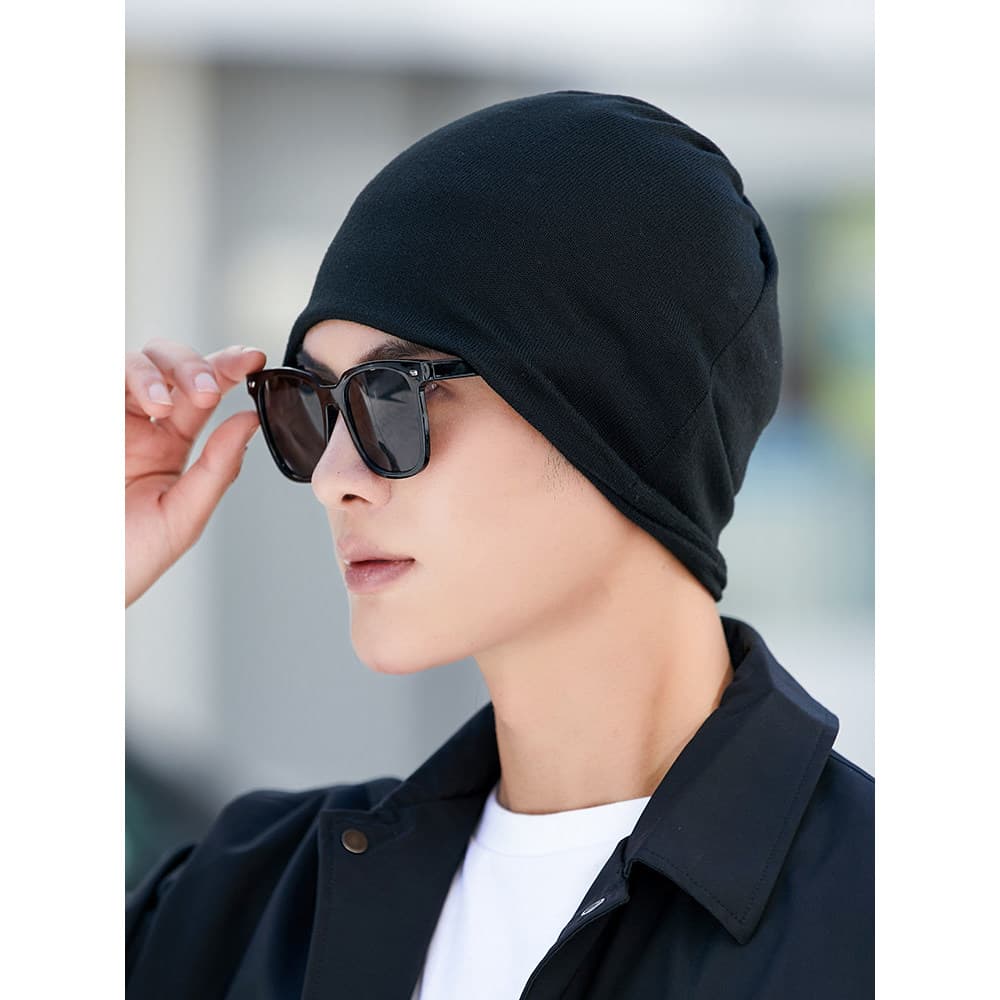 Chapéu estilo masculino inverno na moda pilha chapéu masculino grande circunferência da cabeça Baotou chapéu de malha qu