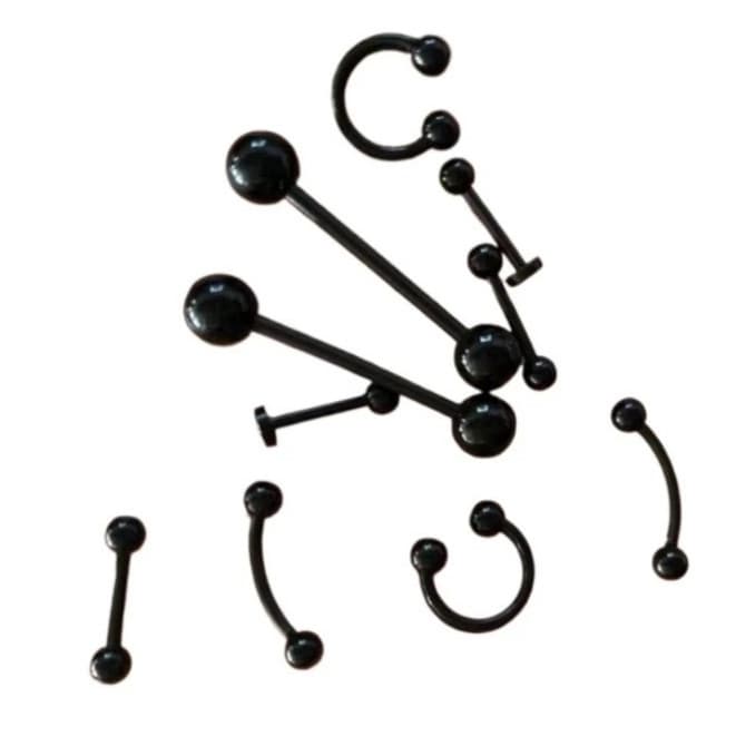 Kit 10 Piercing Preto Silicone Flexíveis